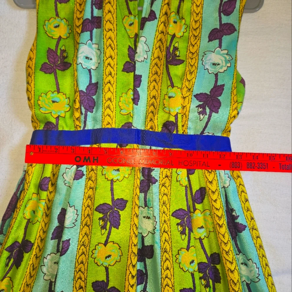 Vintage 70's Vibrant Sleeveless Maxi Dress VTG - Picture 2 of 16